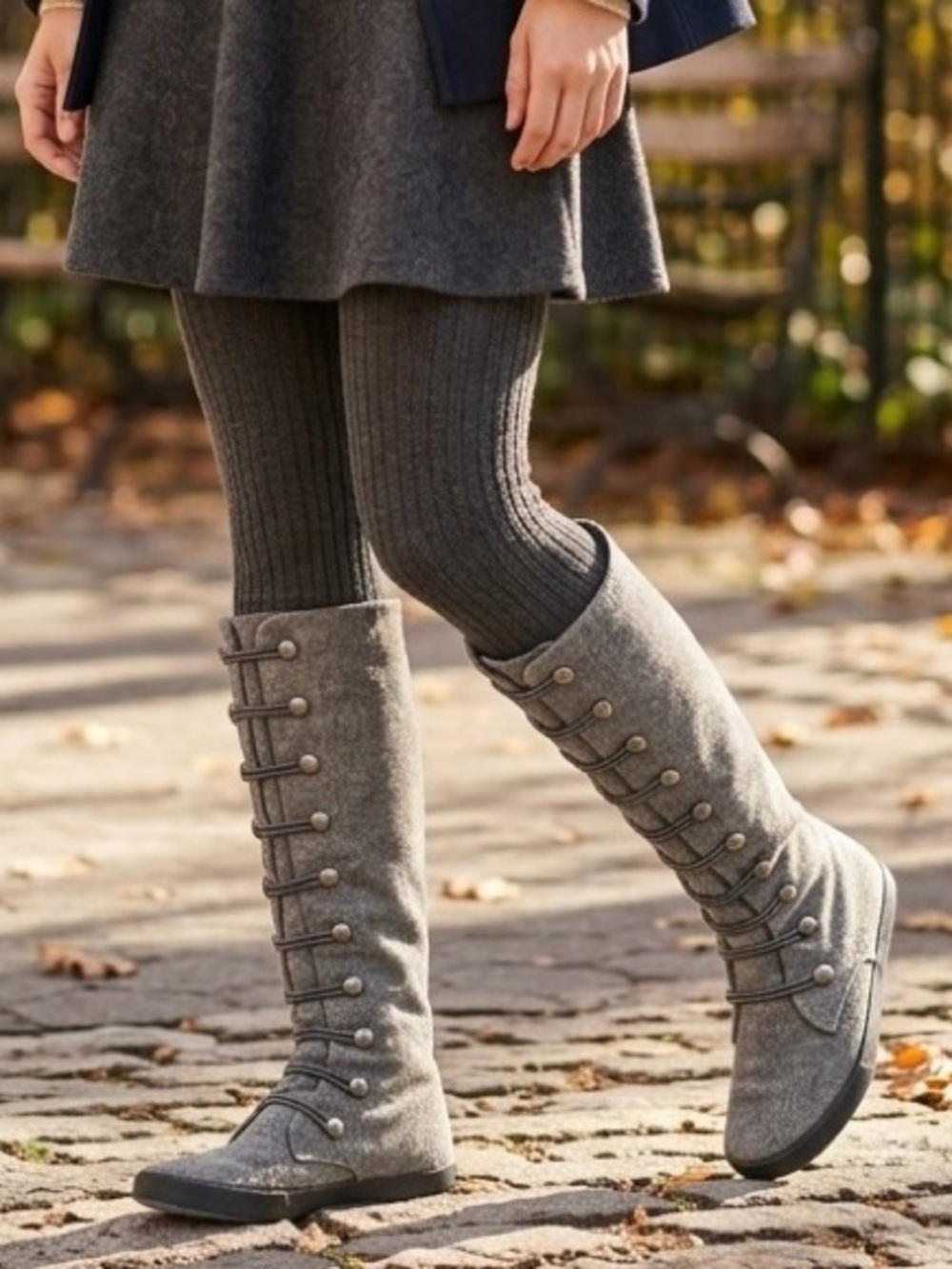 Blowfish Malibu Humvee Grey Flannel Knee High Button Boots Size 7